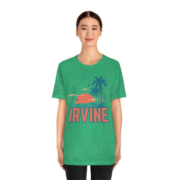 Irvine, California T-Shirt - Retro Palm Tree & Beach Unisex Irvine Shirt