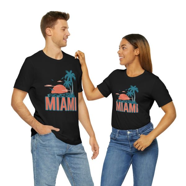 Miami, Florida T-Shirt - Retro Palm Tree & Beach Unisex Miami Shirt