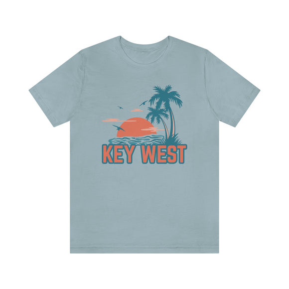 Key West, Florida T-Shirt - Retro Palm Tree & Beach Unisex Key West Shirt