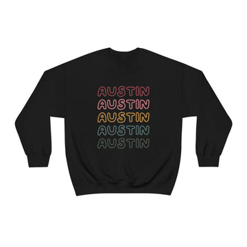 Buy black Austin, Texas Sweatshirt - Retro Five Color Unisex