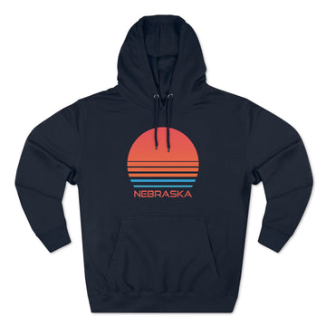 Buy navy Premium Nebraska Hoodie - Retro 80s Unisex Sweatshirt