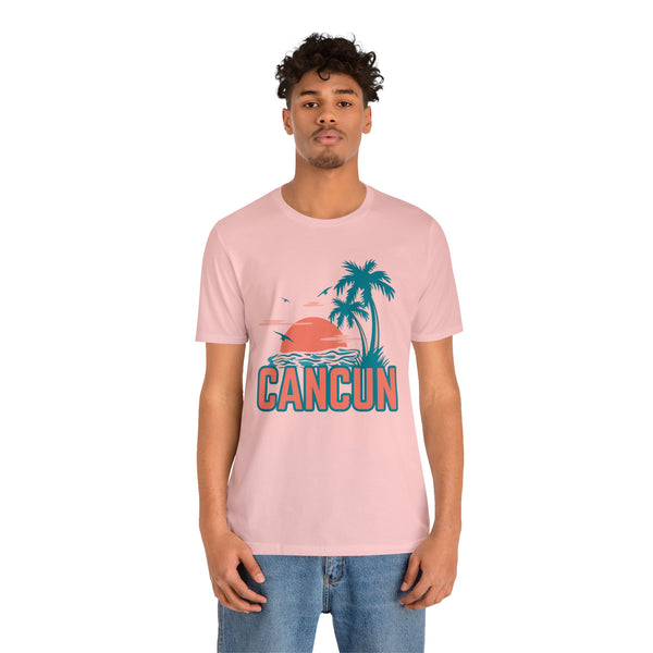 Cancun, Mexico T-Shirt - Retro Palm Tree & Beach Unisex Cancun Shirt