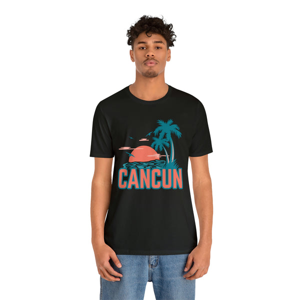 Cancun, Mexico T-Shirt - Retro Palm Tree & Beach Unisex Cancun Shirt