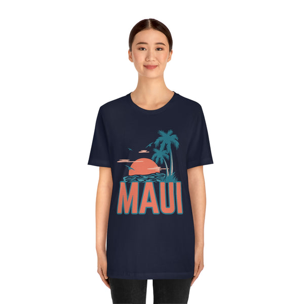 Maui, Hawaii T-Shirt - Retro Palm Tree & Beach Unisex Maui Shirt