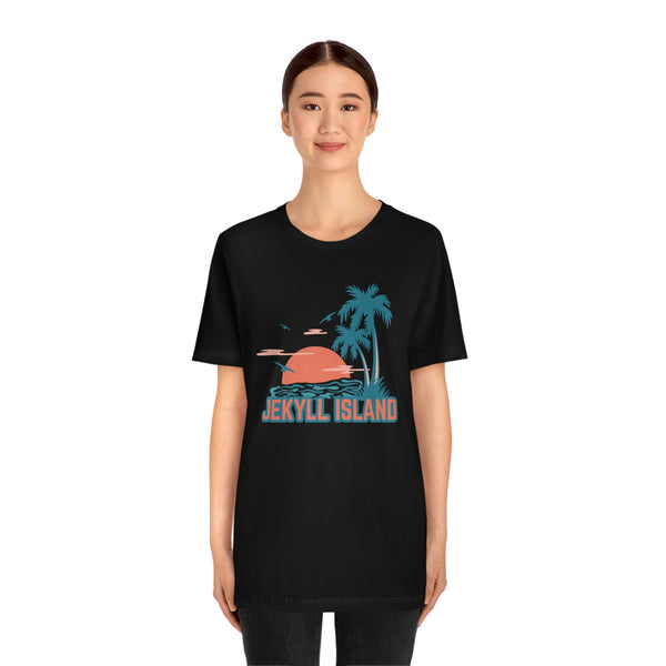 Jekyll Island, Georgia T-Shirt - Retro Palm Tree & Beach Unisex Jekyll Island Shirt
