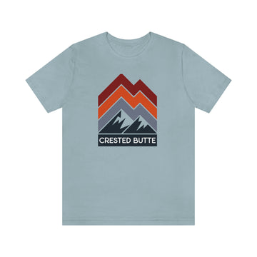 Buy light-blue Crested Butte, Colorado T-Shirt - Retro Mountain Unisex Crested Butte Shirt - Chevron Peaks