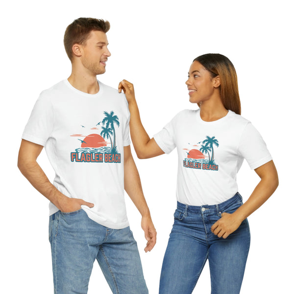 Flagler Beach, Florida T-Shirt - Retro Palm Tree & Beach Unisex Flagler Beach Shirt