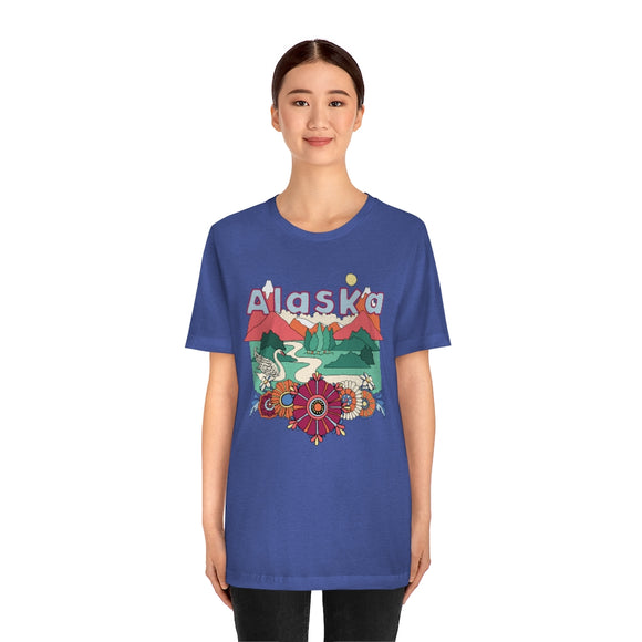 Alaska T-Shirt - Retro Mountain / Hippie Style Alaska Shirt