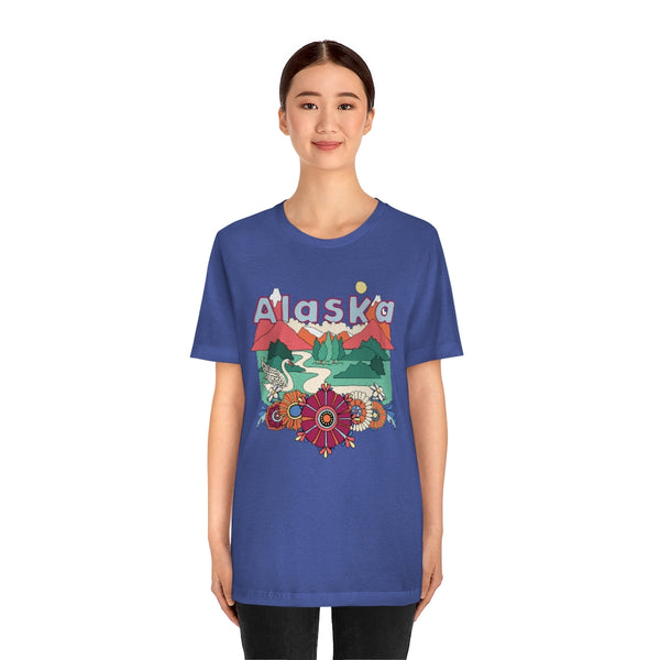 Alaska T-Shirt - Retro Mountain / Hippie Style Alaska Shirt