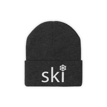 Buy black Ski Knit Beanie - Adult Embroidered Snowflake Ski Knit Hat