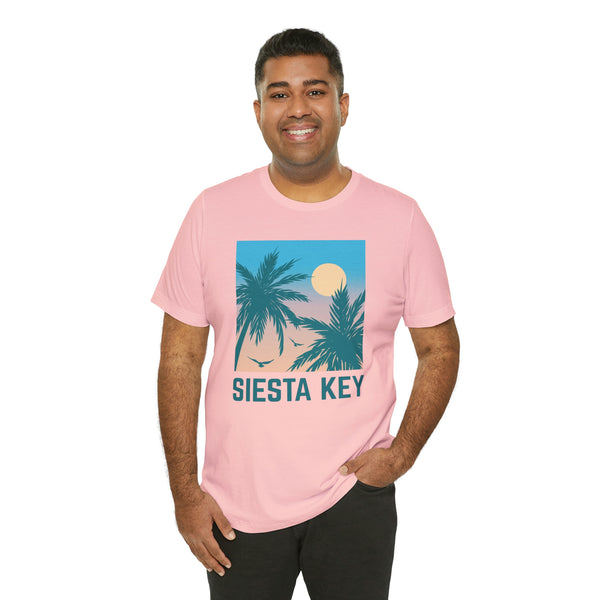 Siesta Key, Florida T-Shirt - Retro Palm Tree & Beach Unisex Siesta Key Shirt