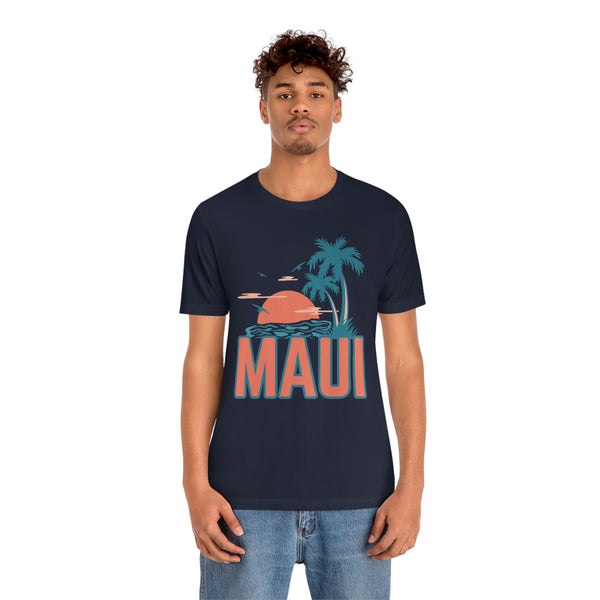 Maui, Hawaii T-Shirt - Retro Palm Tree & Beach Unisex Maui Shirt