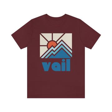 Buy maroon Vail Shirt, Colorado Retro T-Shirt, Colorful Colorado tee, Vail Mountain Shirt