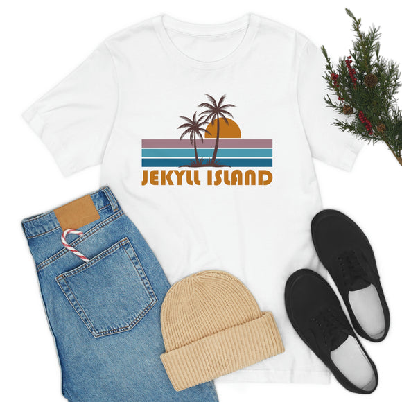 Jekyll Island, Georgia T-Shirt - Retro Palm Tree Unisex Jekyll Island Shirt