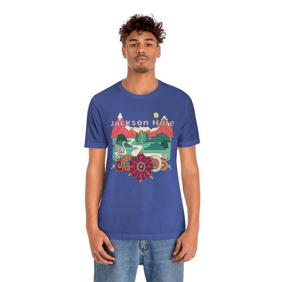 Jackson Hole T-Shirt - Retro Mountain / Hippie Style Jackson Hole, Wyoming Shirt