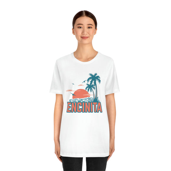 Encinitas, California T-Shirt - Retro Palm Tree & Beach Unisex Encinitas Shirt