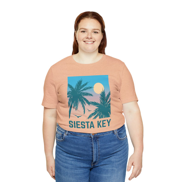 Siesta Key, Florida T-Shirt - Retro Palm Tree & Beach Unisex Siesta Key Shirt