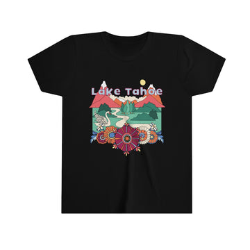 Buy black Lake Tahoe Youth T-Shirt - Boho California Kid's TShirt