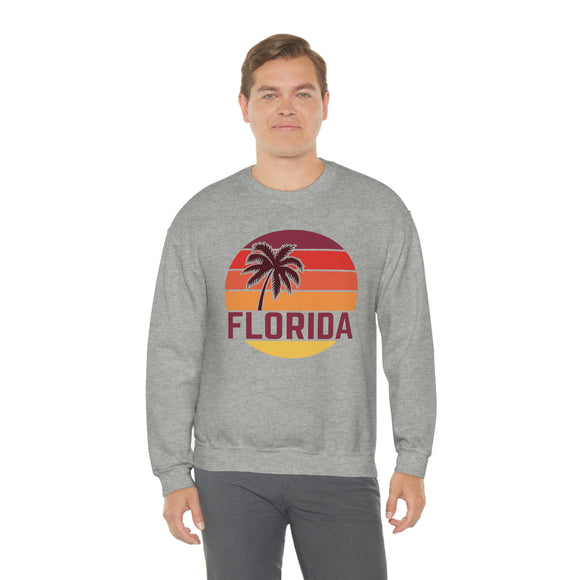 Florida Sweatshirt - Unisex Retro Palm Tree Florida Crewneck Sweatshirt