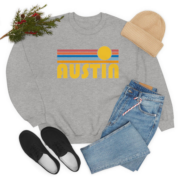 Austin, Texas Sweatshirt - Retro Sunset Unisex