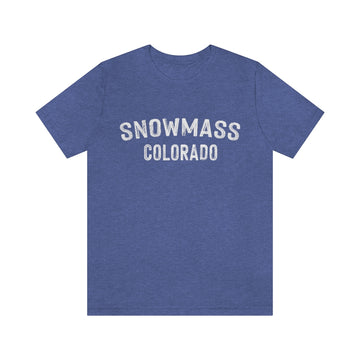 Buy heather-true-royal Snowmass, Colorado Shirt - Paint Text Unisex Snowmass T-Shirt