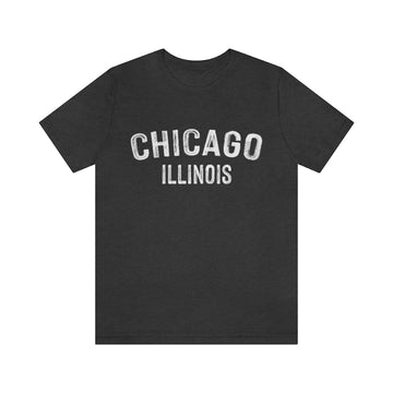 Buy dark-grey-heather Chicago, Illinois Shirt - Paint Text Unisex Chicago T-Shirt