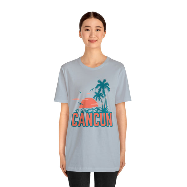 Cancun, Mexico T-Shirt - Retro Palm Tree & Beach Unisex Cancun Shirt