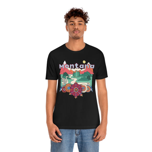 Montana T-Shirt - Retro Mountain / Hippie Style Montana Shirt