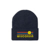 Wisconsin Beanie - Adult Embroidered Retro Sunset Wisconsin Knit Hat