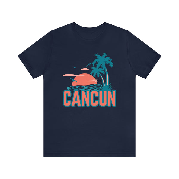 Cancun, Mexico T-Shirt - Retro Palm Tree & Beach Unisex Cancun Shirt