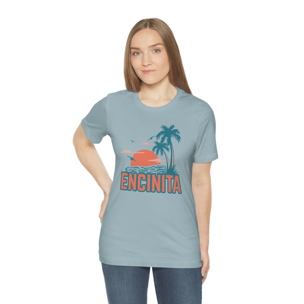 Encinitas, California T-Shirt - Retro Palm Tree & Beach Unisex Encinitas Shirt