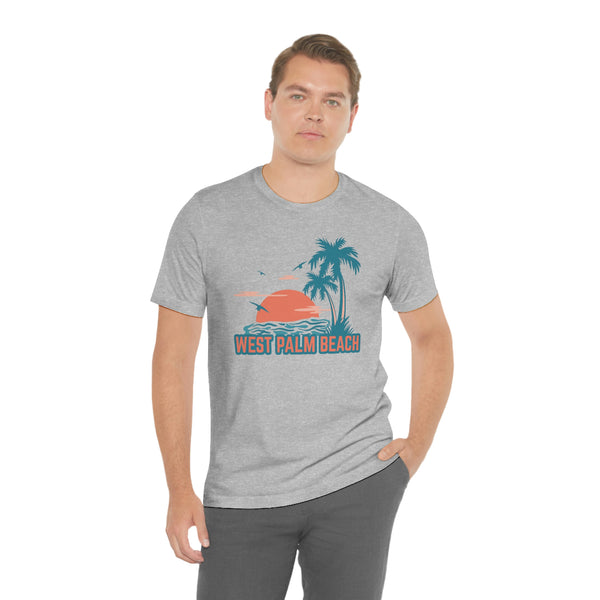 West Palm Beach, Florida T-Shirt - Retro Palm Tree & Beach Unisex West Palm Beach Shirt