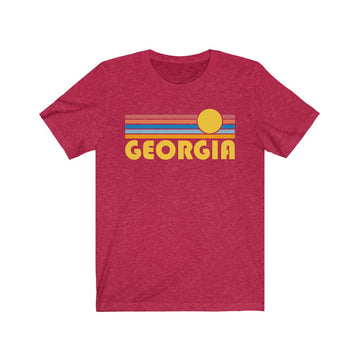 Buy heather-red Georgia T-Shirt - Retro Sunrise Adult Unisex Georgia T Shirt