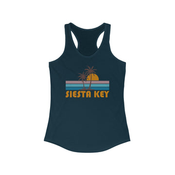 Siesta Key, Florida Women's Tank - Retro Palm Tree Women's Racerback Siesta Key Tank Top