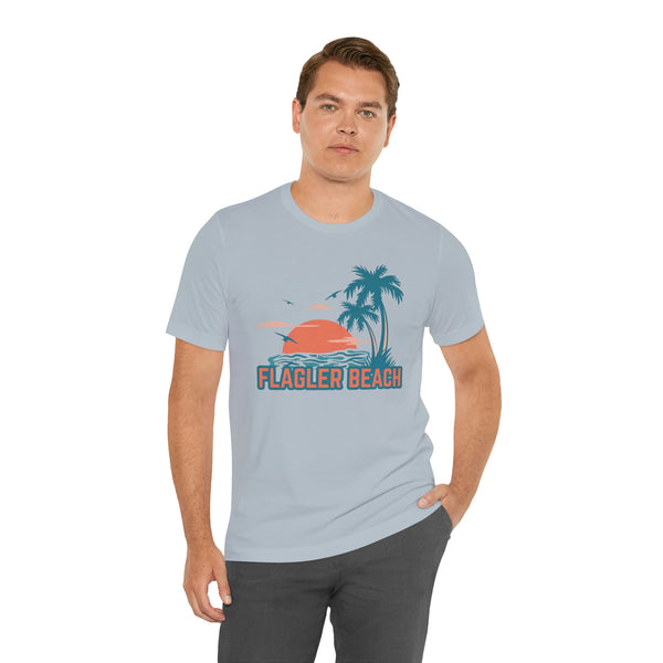 Flagler Beach, Florida T-Shirt - Retro Palm Tree & Beach Unisex Flagler Beach Shirt