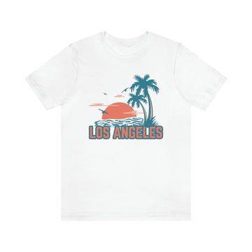 Buy white Los Angeles, California T-Shirt - Retro Palm Tree &amp; Beach Unisex Los Angeles Shirt