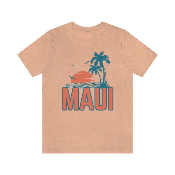 Maui, Hawaii T-Shirt - Retro Palm Tree & Beach Unisex Maui Shirt