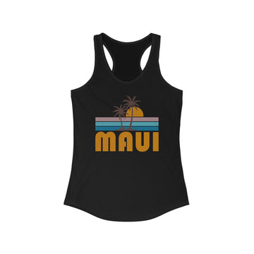 Maui, Hawaii Women's Tank - Retro Palm Tree Women's Racerback Maui Tank Top - 0