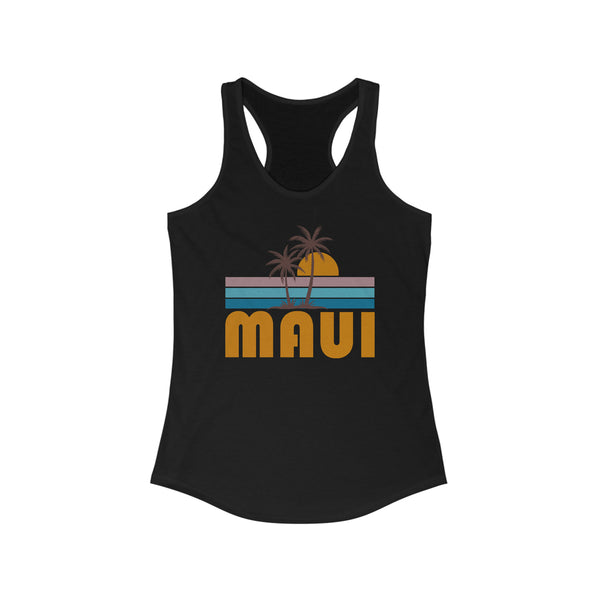 Maui, Hawaii Women's Tank - Retro Palm Tree Women's Racerback Maui Tank Top