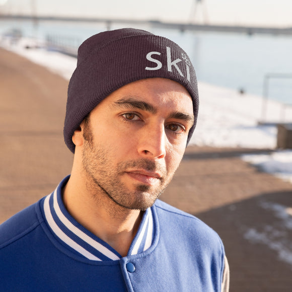 Ski Knit Beanie - Adult Embroidered Snowflake Ski Knit Hat
