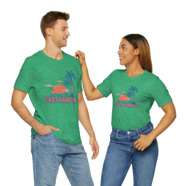 East Hampton, New York T-Shirt - Retro Palm Tree & Beach Unisex East Hampton Shirt