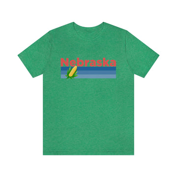 Buy heather-kelly Nebraska T-Shirt - Retro Corn Unisex Nebraska Shirt