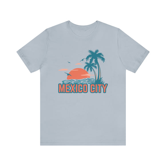 Mexico City, Mexico T-Shirt - Retro Palm Tree & Beach Unisex Mexico City Shirt