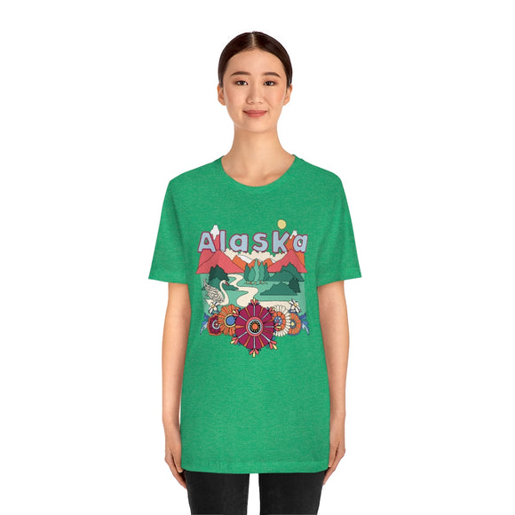 Alaska T-Shirt - Retro Mountain / Hippie Style Alaska Shirt