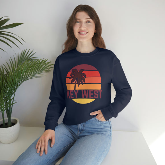 Key West, Florida Sweatshirt - Unisex Retro Palm Tree Crewneck Key West Sweatshirt