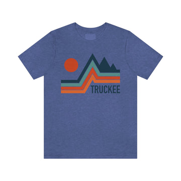 Buy heather-true-royal Truckee, California T-Shirt - Retro Mountain Unisex Truckee Shirt - Minimal Peak