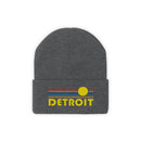 Detroit, Michigan Beanie - Adult Embroidered Retro Sunset Detroit Knit Hat-5
