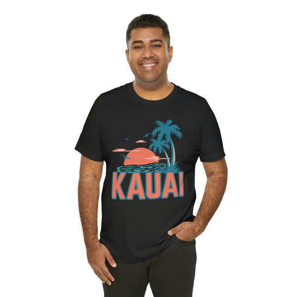Kauai, Hawaii T-Shirt - Retro Palm Tree & Beach Unisex Kauai Shirt