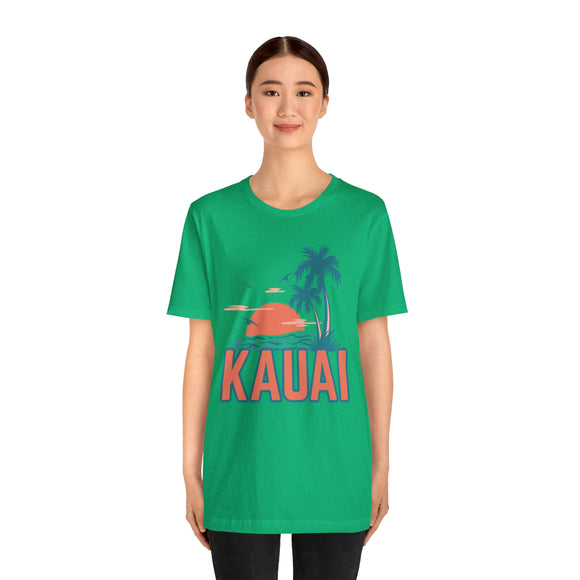 Kauai, Hawaii T-Shirt - Retro Palm Tree & Beach Unisex Kauai Shirt