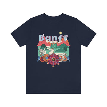 Buy navy Banff T-Shirt - Retro Mountain / Hippie Style Banff, Canada Shirt